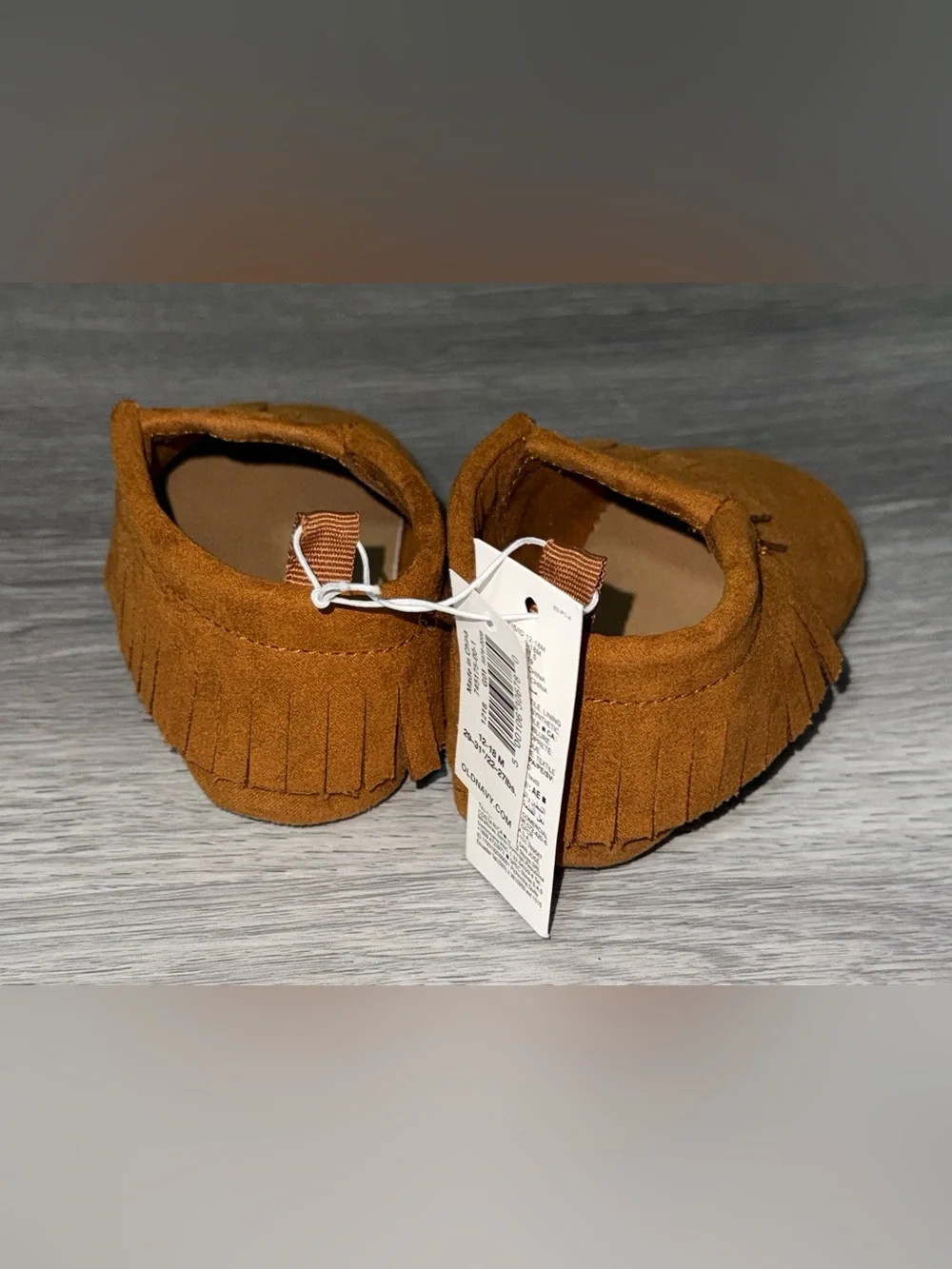 Old Navy Tan Brown Unisex Faux-Suede Moccasin Booties Size 12-18 Months